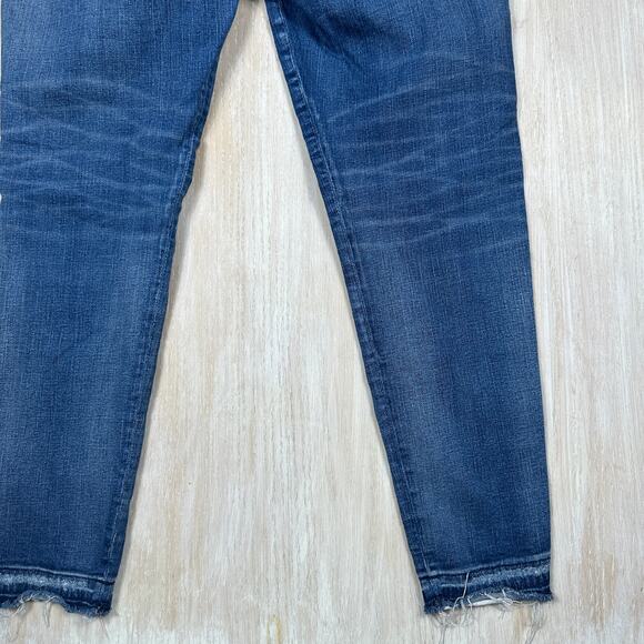 Madewell 9” High Rise Skinny Distressed Blue Denim Raw Hem Casual Jeans 32 - Picture 13 of 15